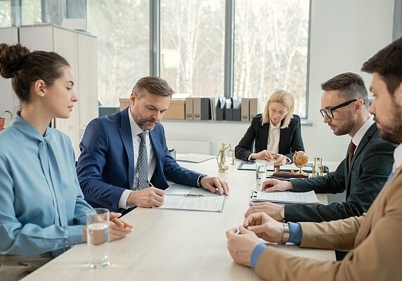 Signing a business contract